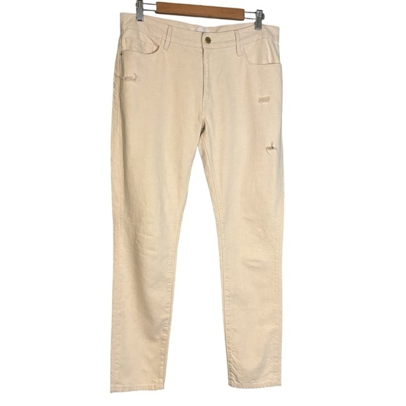 Frame Women's Le Garçon White Distressed Straight Leg Jean Size 27‎ Denim Boho - Picture 1 of 10